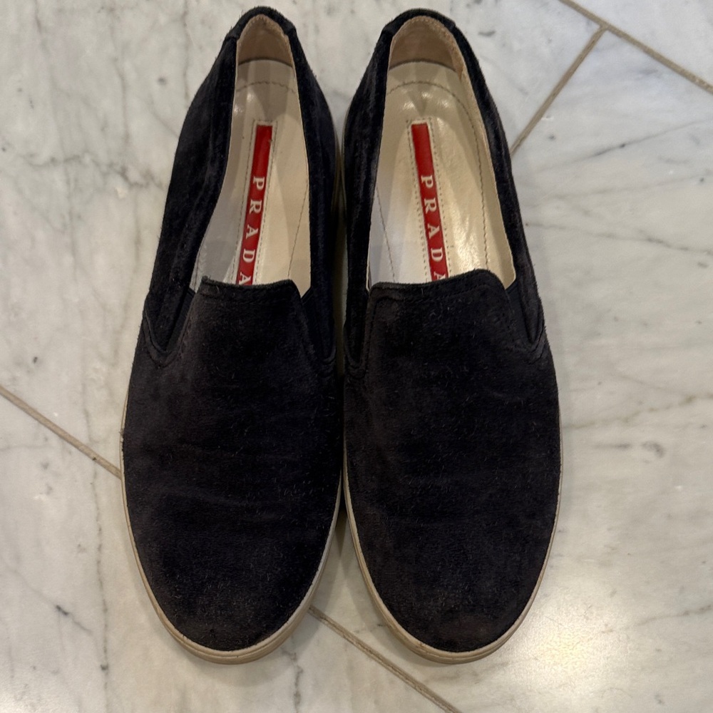 Prada navy blue Suede Women’s Slip-On Loafers